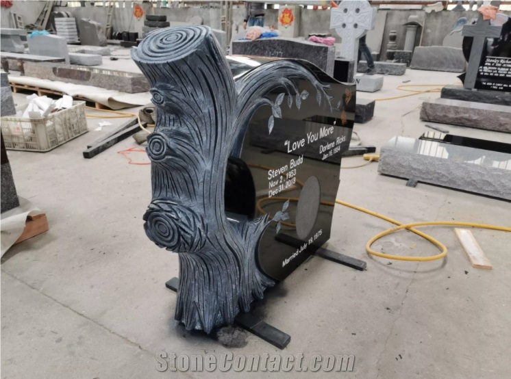 Shangxi Black Granite Tree Style Tombstone,Tree Headstone